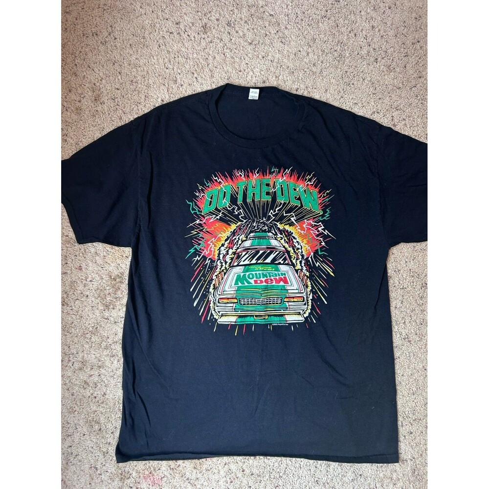 Vintage Style Mountain Dew Soda Logo Graphic T-Shirt Large
